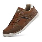 Mens Trainers Casual Shoes Fashion Leather Canvas Sneakers Lace Up Brown 9.5