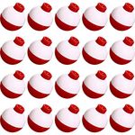 Syhood Fishing Float 1 Inch Fishing Float Push Button Floats Red and White Bobber Fishing Tackle, 20 Packs