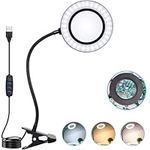 6X Magnifying Glass Lamp with Metal Clamp - Extra Large 4.1 Inch Lens 72 LED Lights 3 Color Modes, Best for Circuit Boards, Repairing, Crafts, Reading, Sewing, Artwork