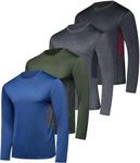 Real Essentials 4 Pack: Men's Dry-Fit UV Moisture Wicking UPF 50+ SPF Sun Protective Fishing Hiking Swim Long Sleeve Shirt, Set D, Small