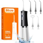 Bitvae Water Dental Flossers for Teeth, Cordless Flosser with 3 Modes & 5 Intensities, Water Teeth Cleaner Picks for Cleaning, IPX7 Waterproof & Rechargeable, Portable for Travel, Jet Black