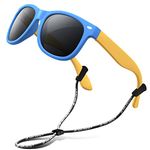 RIVBOS Kids Sunglasses Polarized Rubber UV Protection with Glasses Strap for Boys Girls Baby and Children Age 3-10 RBK004-2