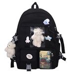 7VSTOHS Kawaii School Backpack for Girls Cute Aesthetic Backpack School Bookbag with Pin and Accessories