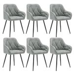 WOLTU Set of 6 Dining Chairs Kitchen Chairs Upholstered Living Room Chairs with Backrest, Armrests, Metal Legs, Ergonomic Chairs for Lounge, Office, Dressing Table Chairs, Faux Leather, Grey