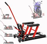 NaMaSyo Motorcycle Jack Lift 680KG Motorbike Lift Mounting Stand Trestle Folding Lift Scissor Bikes Garage Repair Stand Wide Deck Hoist Stand For Bike Motor Cruiser Street