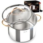 Ciwete Stock Pot 12 Quart, 18/10 Tri-Ply Stainless Steel All Clad Stock Pot with Lid, Seamless 12 QT Soup Pot with Copper Handle, Healthy Stockpots, Induction, Oven, Gas and Dishwasher Safe