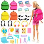 Barwa 31 Pcs Doll Study Supplies for 11.5 Inch Doll 4 Backpacks 4 Laptops 4 Headsets 4 Glasses 15 Learning Accessories