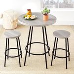 Best Choice Products Bistro Dining Set 3 Piece, Modern Round Counter Height Pub Table, Compact High Top with Bar Stools Pub Dining Set for Kitchen, Breakfast Room - Light Gray