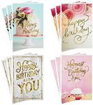 Hallmark Birthday Cards Assortment, Balloons, Cake, Flowers (12 Cards with Envelopes)