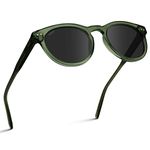 WearMe Pro Polarized Classic Round Retro Women's Sunglasses, Crystal Green Frame / Black Lens, One Size