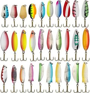 QualyQualy Fishing Spoons Fishing Lures Hard Bait Trout Lure Salmon Bass Fishing Metal Lures Fishing Spoon Lures 1/8oz to 3/10oz 30Pcs