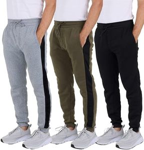 3 Pack Mens Joggers Tech Fleece Active Sports Athletic Training Soccer Track Gym Running Slim Fit Tapered Casual Jogger French Terry Quick Dry Fit Sweatpants Pockets Elastic Bottom,Set 5,XL