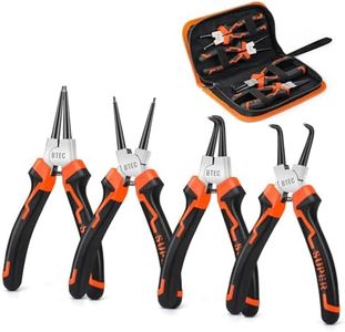 BTEC 7 Inch Heavy Duty Internal External Circlip Pliers Kit with Straight/Bent Jaw,4 PCS Snap Ring Pliers Set,High Carbon Steel for Ring Remover RetainingC-clip Pliers Lock Pliers with Storage Pouch