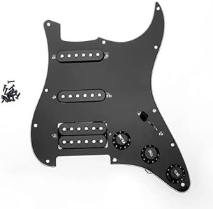 Musiclily SSH Prewired Strat Loaded Pickguard with Single Humbucker Pickups Set for Fender Stratocaster Electric Guitar,3Ply Black