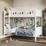 Flair Furnishings Single Bunk Bed, Wooden Bunk Beds for Kids, Heavy Duty and Sturdy, Cosy, Stylish, Space Saving Design (White)