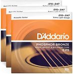 D'Addario EJ15 Phosphor Bronze Extra Light Acoustic Strings 3-Pack