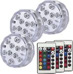OYRIS Submersible Waterproof LED Spot Lights Battery Operated with Remote Controlled for Hot Tub, Swimming Pool, Pond, aquarium vase, underwater bath, fish tank, wedding diwali decor(16 Color, Pack-3)