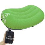 Funesla Ultralight Camping Pillow, Compact Anti-Slip Inflatable Travel Pillow, Small Inflatable Pillow for Camping Backpacking Beach Fishing, Blow Up Pillow for Adults Kids -Ultra 2.0 Green