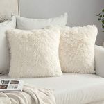 MIULEE Pack of 2 Luxury Faux Fur Throw Pillow Cover Deluxe Decorative Plush Pillow Case Cushion Cover Shell for Sofa Bedroom Car 18 x 18 Inch Beige