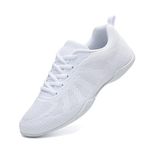 SECHRITE Womens Girls Cheerleading Cheer Shoes for Kids Youth Dance Jazz Sneaker Trainer White Yoga Gymnastics Training Lace Up Competition School Uniform Shoes White 31