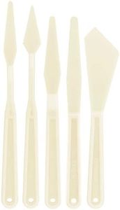 U.S. Art Supply 5-Piece Plastic Artist Spatula Palette Knife Set - Knives, Trowels, Use for Mixing, Spreading, Scratching, Applying Oil, Acrylic Paints on Painting Canvases, Spread Decorate Cake Icing