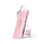 LENTION 3.3FT Long Cable USB C Multiport Hub with 4K HDMI, 4 USB 3.0, Type C Charging Compatible 2023-2016 MacBook Pro, New Mac Air/iMac/Mac Mini, More, Stable Driver Adapter (C35-1M, Rose Gold)