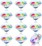 HDCRYSTALGIFTS 12pcs 30mm Crystal Diamond Fake Gems Vase Filler, AB Coating Faux Diamonds Crystals Jewels for Table Scatters Wedding Party Event Arts & Crafts Birthday Decoration Favor