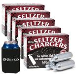 Number 1 In Service MrFizz Leland Co2 Cartridges Soda Chargers, 8 Gram Seltzer Food Grade Cartridge Compatible with 1 Liter Soda Siphons like iSi Liss and Mosa, with Soda Can Holder, 50 Cartridges