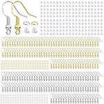 Hypoallergenic Earring Hooks, 600 Pcs Earring Making Supplies Kit with Earring Hooks, Jump Rings and Earring Backs for Jewelry Making (Silver and Gold)