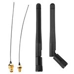 Akasa 2dBi Omni-Directional Tri-Band Wi-Fi Antenna + 22cm I-PEX MHF4L to RP-SMA Female Pigtail Cable, Designed for Wireless network devices, PC Desktop, IP camera, 2 Pcs, A-ATBN-02