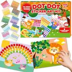 Art Activity Dot It, [Upgrade, Reusable] Animals Dot It Sticker Travel Toy for Toddlers No Mess Stickers Crafts Books DIY Activity Gifts for Kids Girls Ages 3 to 7