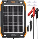 BALDR 12V Solar Battery Charger, 13W Waterproof Dual Sided Battery Maintainer, IP67 MPPT Trickle Charger for Car, Trailer, Lawn Mower, Boat
