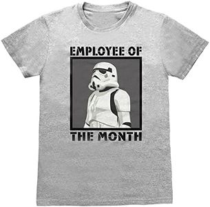 Star Wars Unisex Adult Employee Of The Month Stormtrooper T-Shirt (UK Size: S) (Grey Heather)