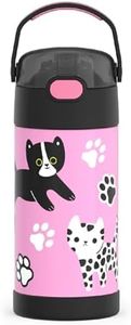 THERMOS FUNTAINER Water Bottle with Straw - 12 Ounce, Kittens - Kids Stainless Steel Vacuum Insulated Water Bottle with Lid