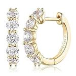 Evabelle Gold Hoop Earrings for Women 14K Real Gold Plated Huggie Hoop Earring Diamond Cut 5A Cubic Zirconia Cuff Earrings Cartilage Hoop Earring Huggie Stud for Men Teen 925 Sterling Silver Post Hypoallergenic Valentine's Mother's Day Earrings Jewelry...