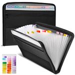 Expanding File Folder, 13 Pockets Accordion File Folder Document Organizer, A4 Document Accordion Folder with Zipper Closure, Portable Wallet Filling Storage