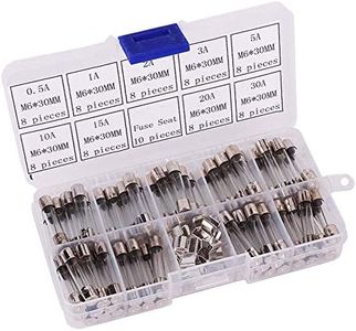 IZTOSS 72pcs 6x30mm Fast-Blow Glass Fuses Quick Blow Car Glass Tube Fuses Assorted Kit Amp 0.5A1A2A3A5A10A15A20A30A and 10pcs Fuse seat