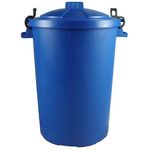 Easy Shopping 85 Litre 85L Extra Large Colour Plastic Dustbin Garden Bin Clip on Locking Lid Heavy Duty for Rubbish Recycle Waste Animal Feed Storage Unit (Blue)