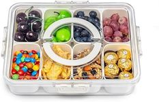 Pure Future Air-tight Snack Box Container, Divided Fruit Veggie Serving Tray Snackle Box with Lid for Candy Nuts, Travel, and Party Use, Clear Organizer Snack Box(8 Inside Containers Dishwasher Safe)