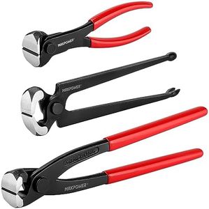 MAXPOWER 3PCS Nail Puller Set, 9 inch End Cutting Nippers, 7 inch End Cutting Pliers, 8 inch Carpenter's Pincers