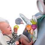 Taf Toys TAF13105 Seat Urban Garden Activity Centre. Play and Kick Travel Car Easy to Fit and Adjust with 3 Sensory Hanging Toys Safe Mirror. Suitable for Baby Boys & Girls from Birth, Orange, Medium