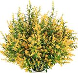 Xiaomoyu 6 Pcs Artificial Lavender Flowers Plastic Decorative Flowers Indoor and Outdoor Fake Plants UV Resistant Shrubs Bushes Greenery Hanging Planter for Home Garden Office Grass Table(Yellow)