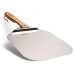 Chef Pomodoro Pizza Peel 30 x 36 cm, Pizza Paddle with Safety Backstep and Foldable Wood Handle for Easy Storage, Gourmet Luxury Pizza Turning Peel for Baking Homemade Pizza