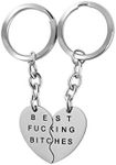 WIGERLON Best Friend Broken Heart Keychain Set of 2 for Women and Girls Sisters -Great Gifts for Friendship for Birthday, Graduation, Christmas Day or Just Because. Best Fucking Bitches