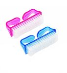 MEPOINT 2 Pcs Handle Grip Nail Brush Fingernail Cleaner Pedicure Scrub Foot Brushes Toes Cleaning Tool Kit (Multicolor) (PACK OF 2) (2 pcs)