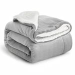 Imperial Rooms Sherpa Fleece Blanket Bed Throws Blankets For Sofas Soft Fluffy Thick Blanket Reversible Microfiber Throw (Silver, Single (130 x 150 Cm))