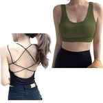 DAVINA FASHIONS Women's and Girls Stylish Bralette top with Removable Pads Free Size (26-34 Bust-Size) (Black and Green (Pack of 2), Free-Size