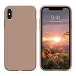 DUEDUE Case Compatible with iPhone Xs Case,iPhone X Case,Silicone Soft Gel Rubber Slim Cover Microfiber Cloth Lining Cushion Shockproof Protective Case for iPhone X/Xs for Women Men,Light Brown