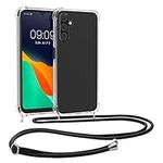 kwmobile Crossbody Case Compatible with Samsung Galaxy A14 5G Case - Clear TPU Phone Cover w/Lanyard Cord Strap - Transparent