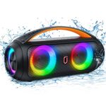 JYX Wireless Boat Bluetooth Speakers, 40W Loud Big Boombox Sound Bar Speaker with Deep Bass, Outdoor Portable Party Speakers with Disco Lights, Waterproof/TWS, The Best Birthday Gifts for Adults